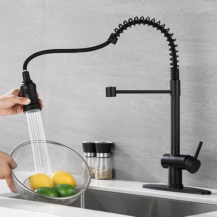 Semi Pro Stainless Steel Single Handle Pull Out Spring Kitchen Sink Taps Faucet