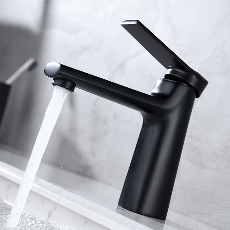 Deck Mounted Single Lever Bathroom Wash Basin Sink Mixer Faucet Brass Black