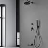 In-wall Mounted Concealed Hot Cold Water Black Brass Bath Shower Faucet Set