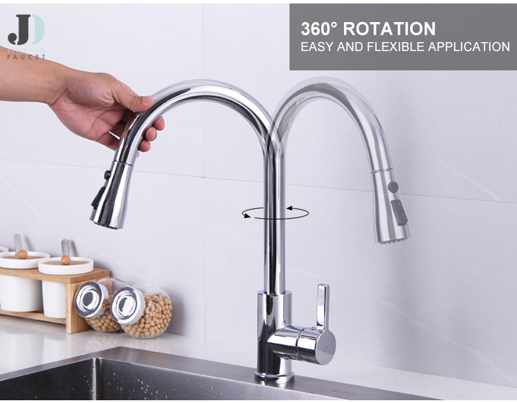 360 Rotation Pull Down Swivel Kitchen Sink Faucet Tap Mixer