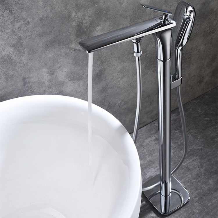 Floor Mounted Free Standing Bathtub Faucet with Hand Shower for Bathroom