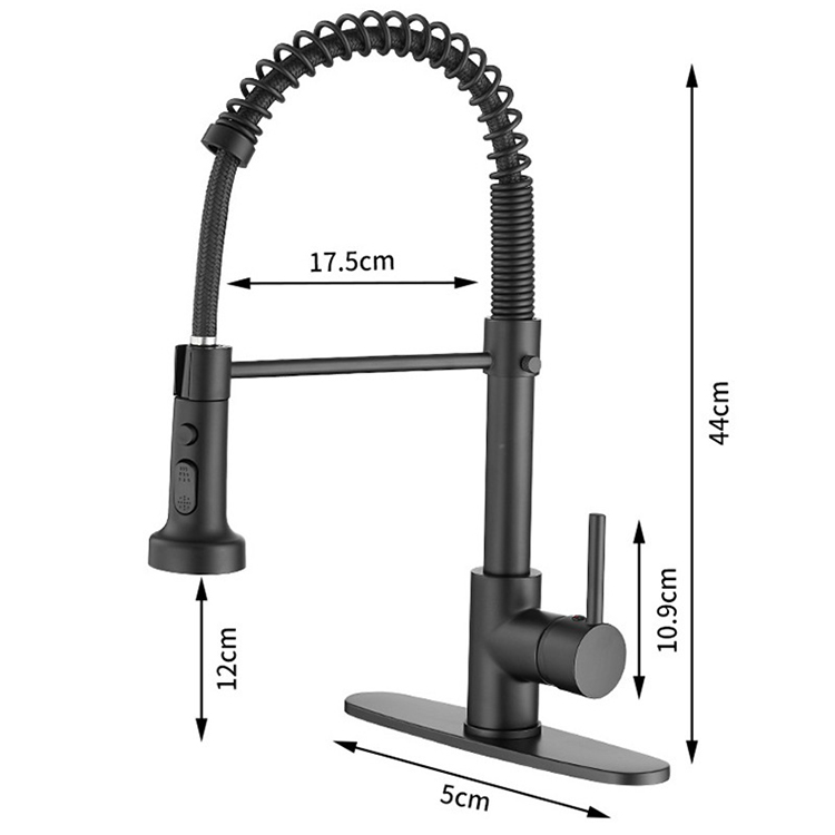 Single Handle Semi Pro Pull Down Pull Out Spring Kitchen Sink Faucet Stainless Steel