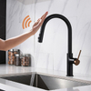 Single Lever Hot Cold Water Brass Pull Down Sensor Kitchen Faucet Black and Gold