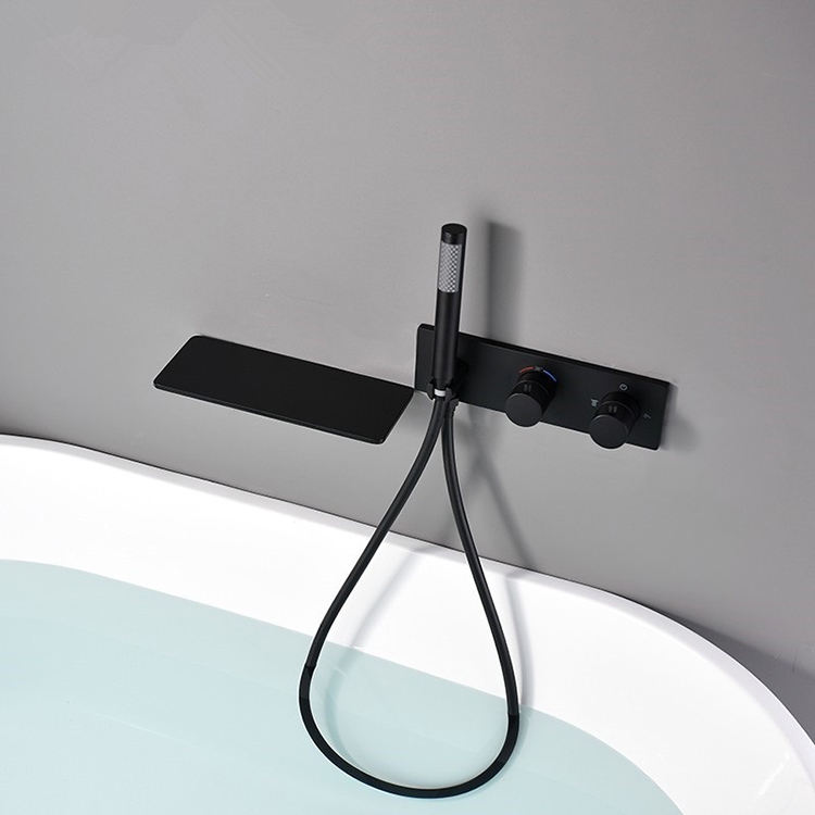 Glod Black Color Bathroom Wall Mounted Bath Shower Faucet Tub Filler Concealed