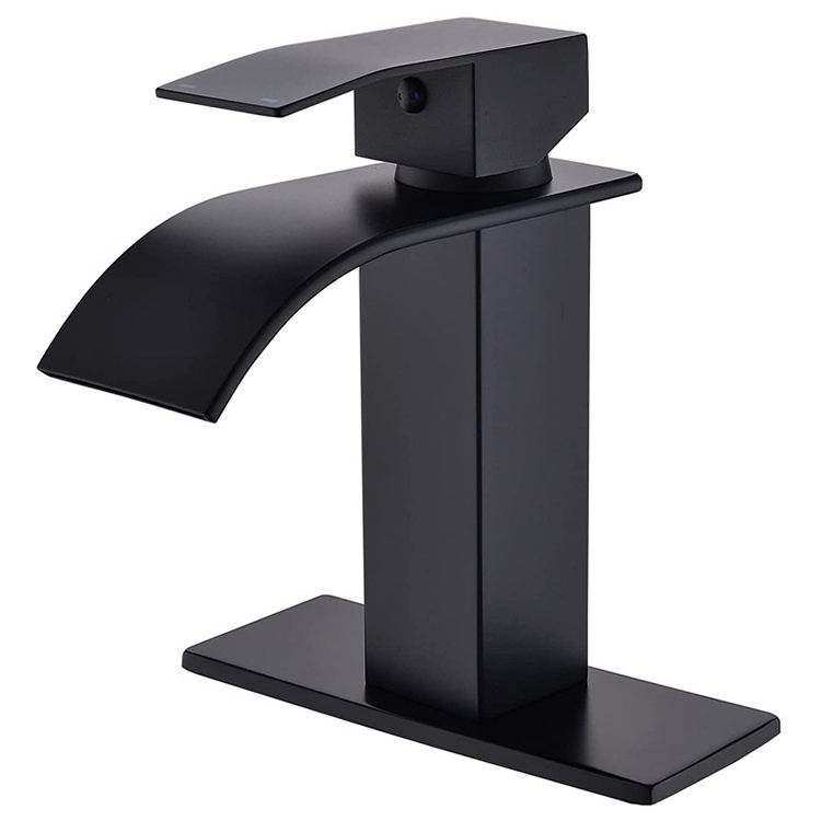 Matte Black Hot and Cold Water Mixer Bathroom Waterfall Basin Faucet Stainless Steel