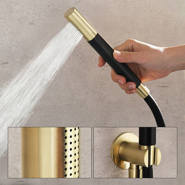 Gold Black Concealed Shower Systems Wall Mount Shower Mixer Set