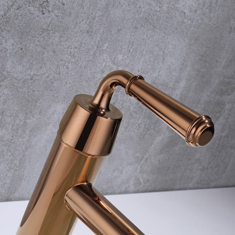 Deck Mount Single Hole Single Lever Undercounter Brass Rose Gold Basin Sinks Mixer Faucets for Bathroom