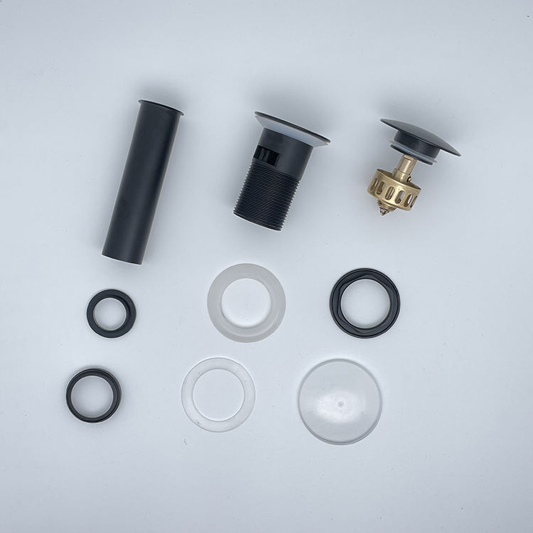Factory Price Push and Seal Pop-up with Overflow Shower Water Brass Drain for Bathroom Black Sink Stopper