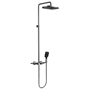 Gun Metal Grey Brass Exposed Thermostatic Shower Faucet Set