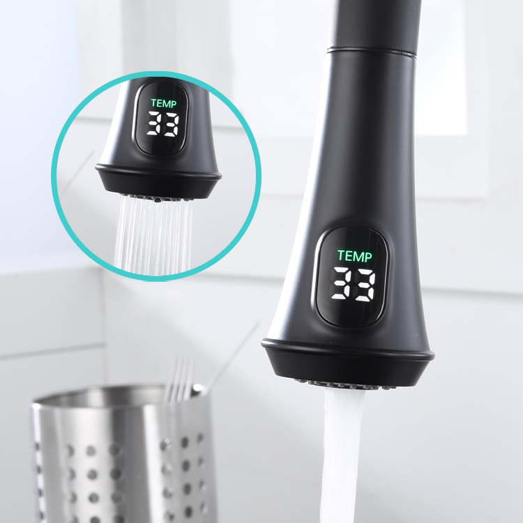 304 Stainless Steel Smart Sensor Black Kitchen Faucet Mixer with Pull Down Sprayer