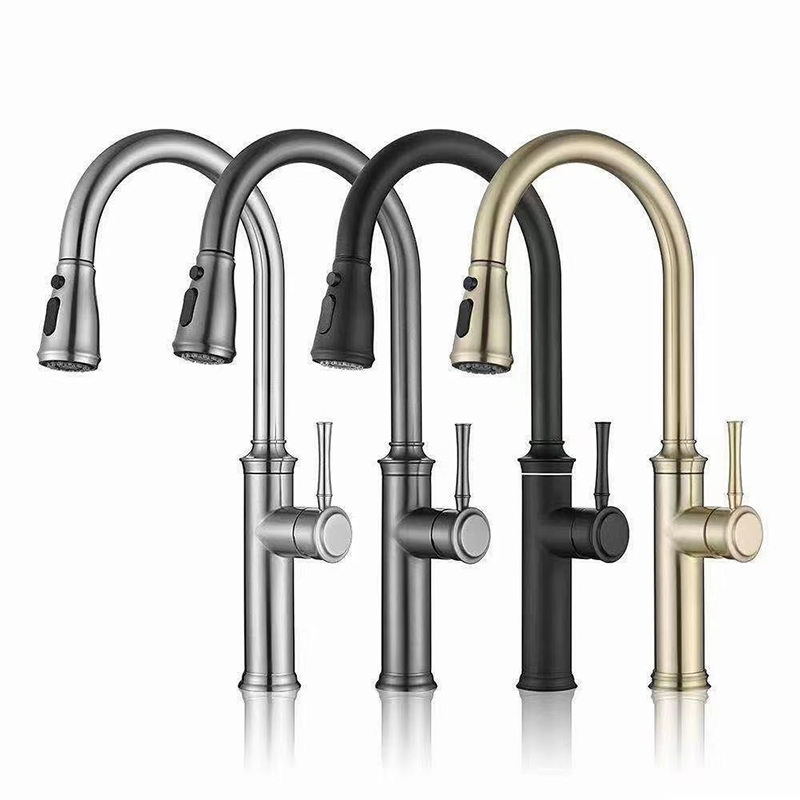 Brass Black Chrome Stainless Steel Hot and Cold Pull Out Kitchen Faucet Mixer Tap