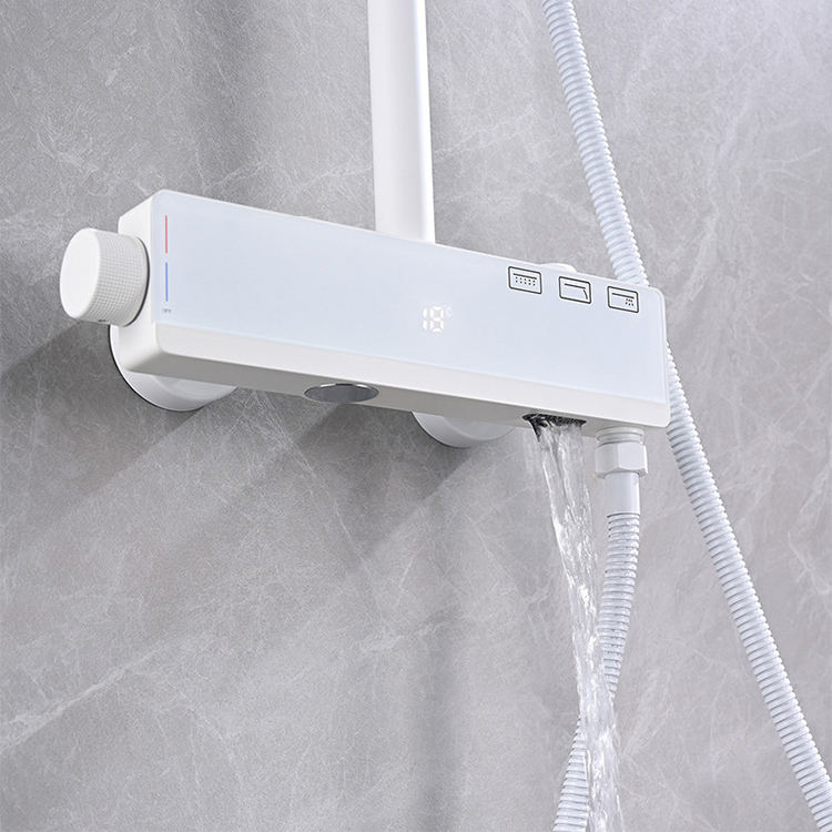 European Style White Black Copper Surface Finished Digital Bathroom Rainfall Shower Sets