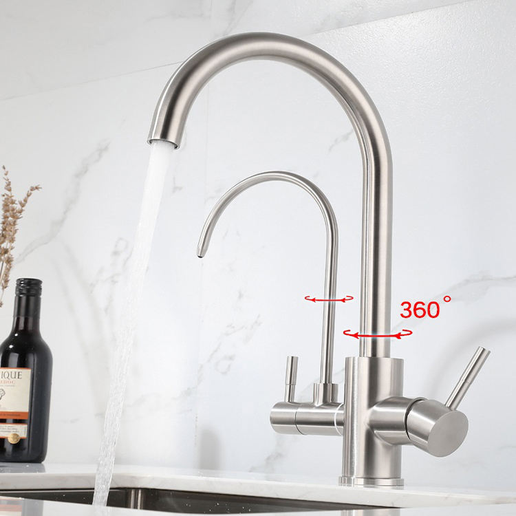 Three functions two taps 3-way faucet kitchen sink mixer tap pure water RO kitchen faucet