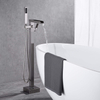 Waterfall Tub Filler Brass Floor Stand Free Standing Black Bathtub Faucet