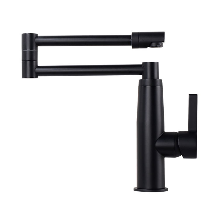 Kaiping Factory New Design Black Color Surface Finished Single Handle Folding Kitchen Faucet