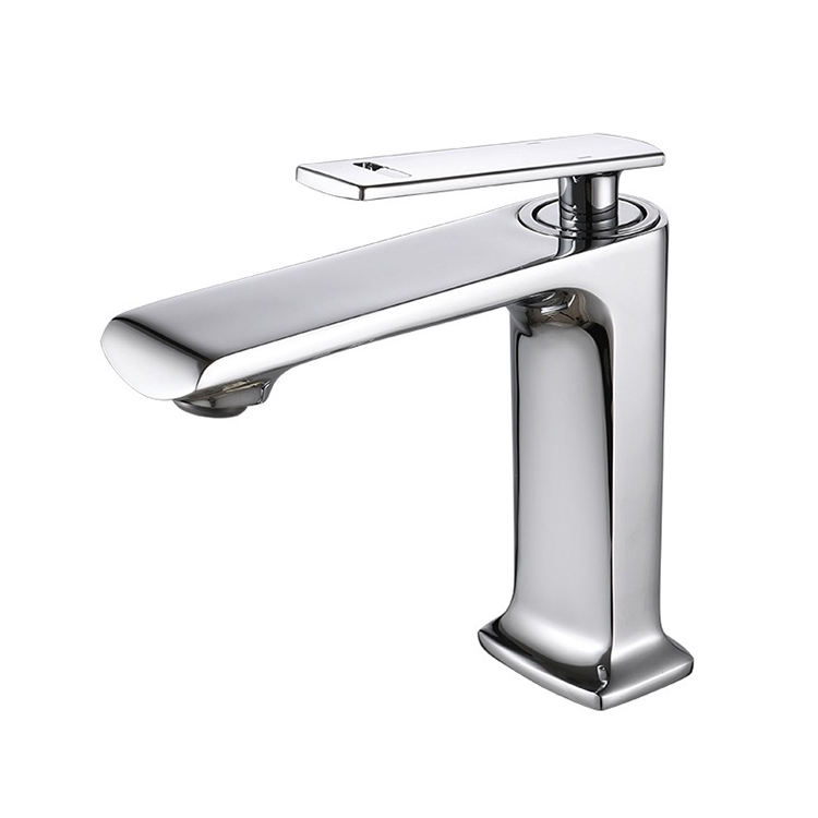 Brass Deck Mounted Single Lever Saqre Basin Vanity Faucets for Bathroom