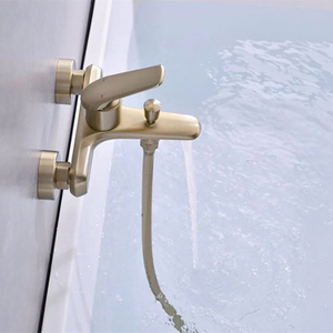 Bathroom Hot Cold Water Function Wall Mounted Bathtub Shower Mixer Set Gold