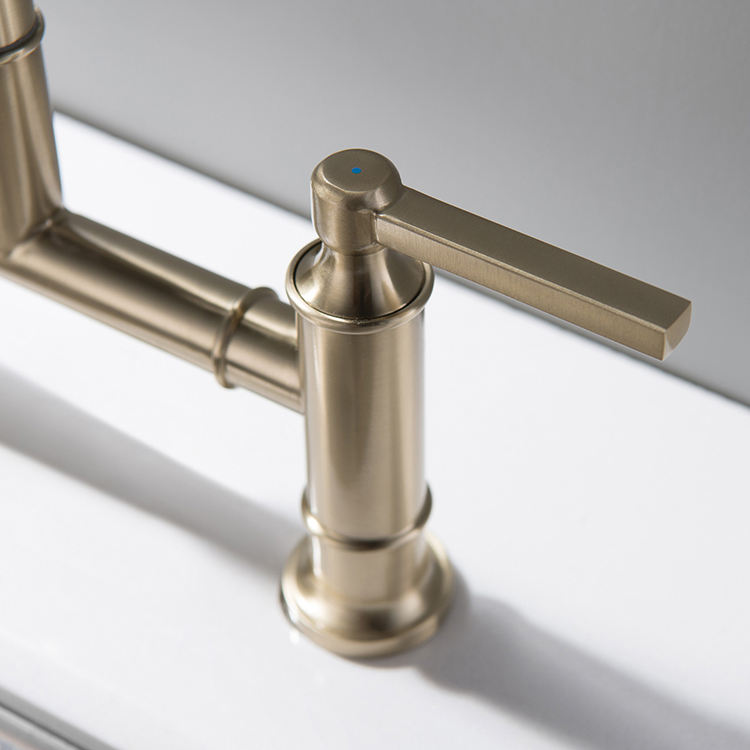 gold brushed brass tapware 2 handle kitchen faucet with sprayer bridge kitchen faucet hot and cold 3 mode sink faucet