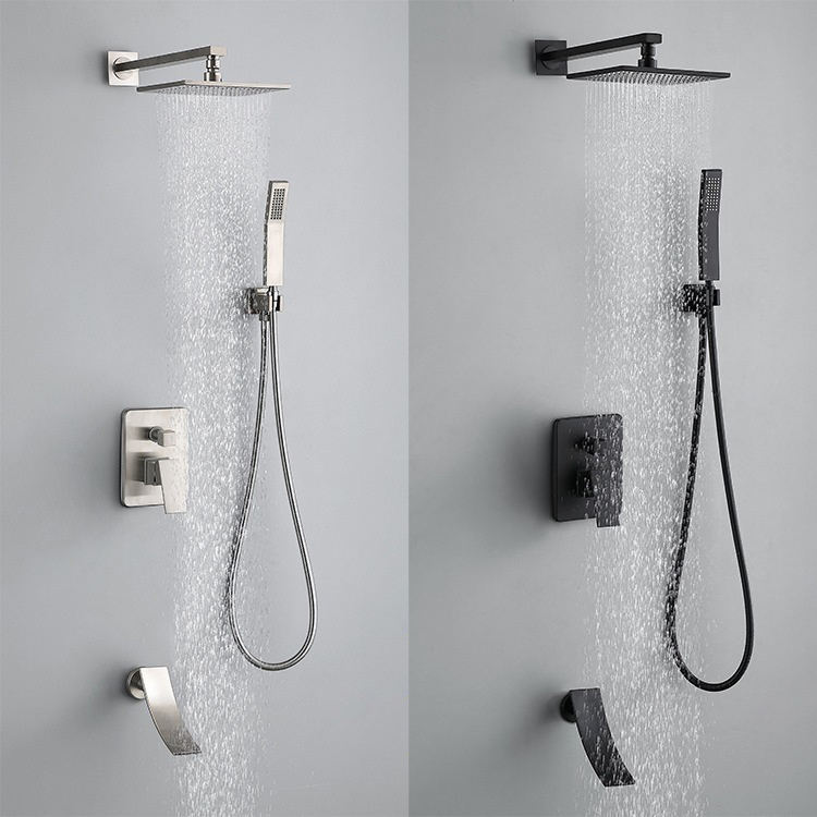 Concealed Bathroom Shower Mixer Set Black