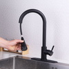 360 Rotate Hot and Cold Water Chrome Black Pull Down Kitchen Faucet with Deck Plate