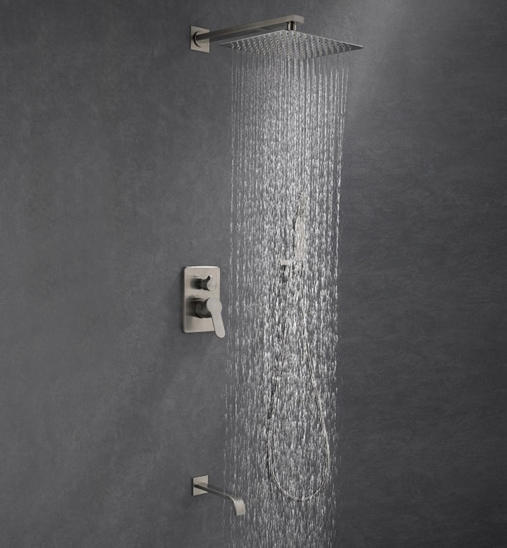 Hot Sale Three Way Bathroom Wall Mounted Concealed Rainfall Head Shower Tap Set