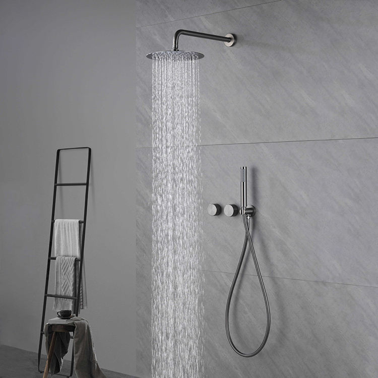 Gold Brass Wall Mounted Concealed Rain Shower System Set Bathroom with Rough-in Valve