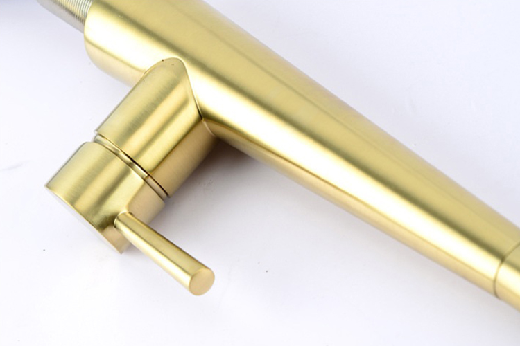 Brushed Gold Pull Down Kitchen Sink Faucet Mixer Tap