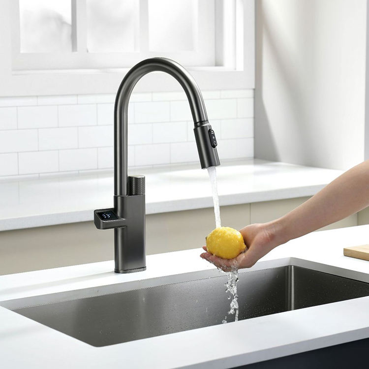 Single Hole Digital Smart Touch Kitchen Faucet Tap with Pull Down Sprayer