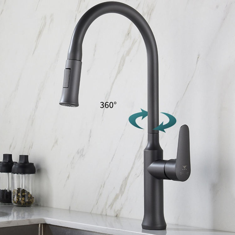 Stainless Steel Single Handle Kitchen Sink Faucets with Pull Out Spout