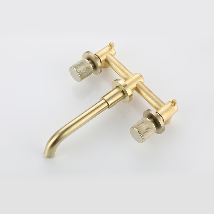 Brass Wall Mounted Concealed 3 Holes Bathroom Basin Sink Faucet