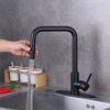 Deck Mounted Single Handle Square Arc Black Kitchen Sink Faucet with Pull Down Sprayer