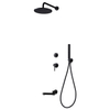 In-wall Mounted Concealed Hot Cold Water Black Brass Bath Shower Faucet Set