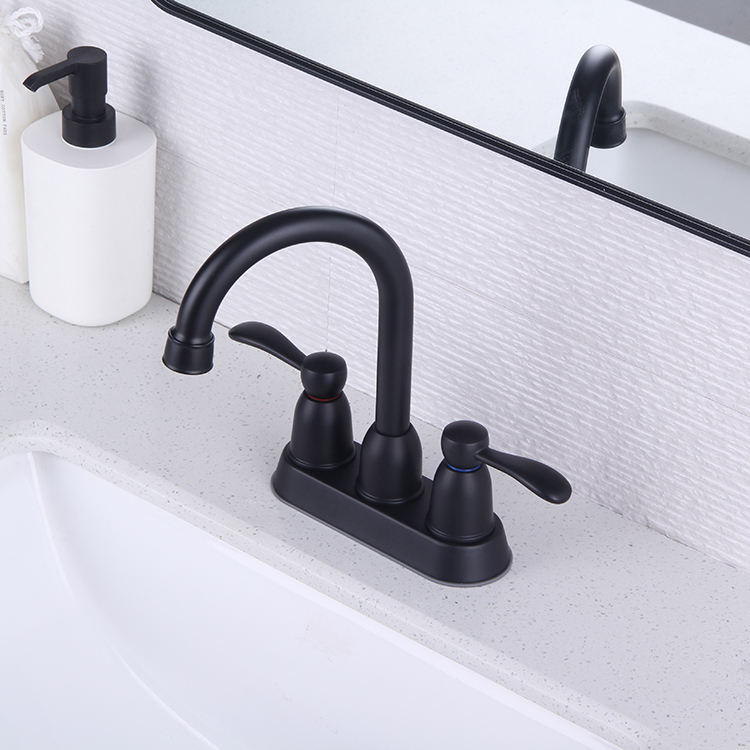 New Design Stainless Steel Dual Handle 2 Holes 4" inch Centerset Bathroom Basin Sink Faucet