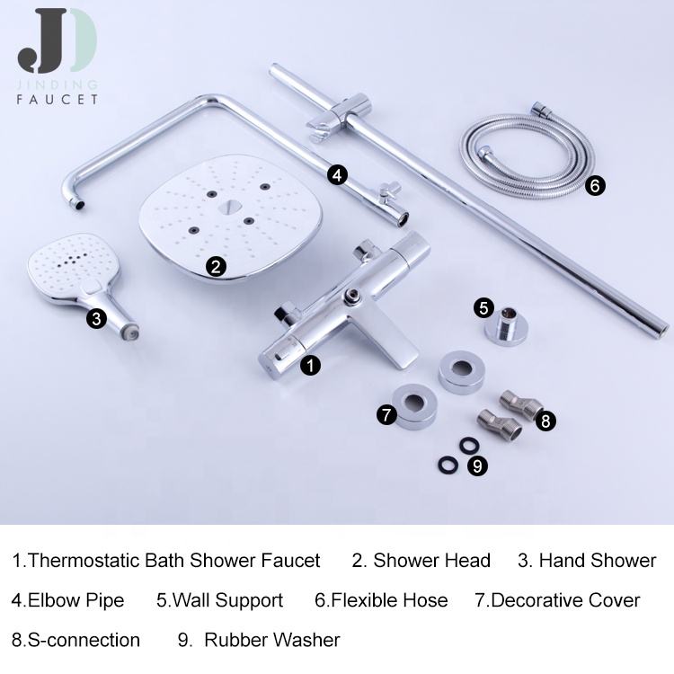 Wall Mounted Chrome Bathroom Shower Mixer Sets Thermostatic