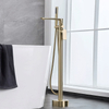 Bathroom Brass Tub Filler Floor Mounted Free Standing Freestanding Bathtub Faucet Gold