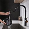 Single Lever Hot Cold Water Brass Pull Down Sensor Kitchen Faucet Black and Gold