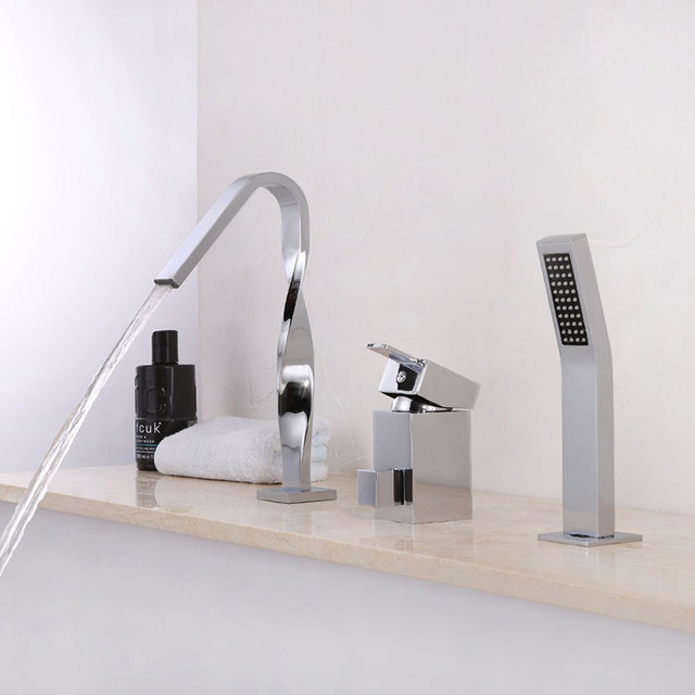 Deck Mounted 3 hole Bathtub Bath Tub Faucet Set for Bathroom