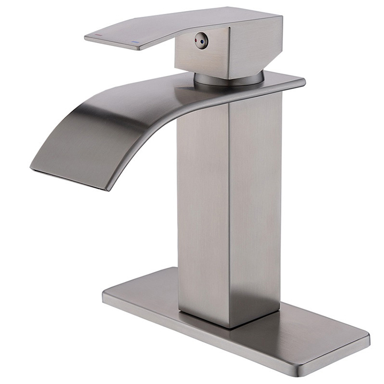 Matte Black Hot and Cold Water Mixer Bathroom Waterfall Basin Faucet Stainless Steel