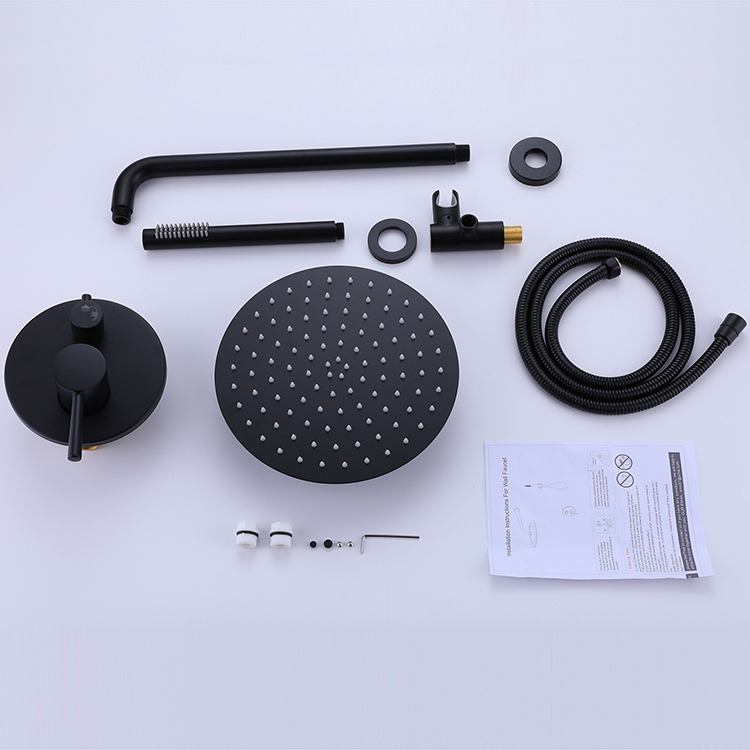 Black Two Function Hot and Cold Bathroom Concealed Rain Shower Mixer Set