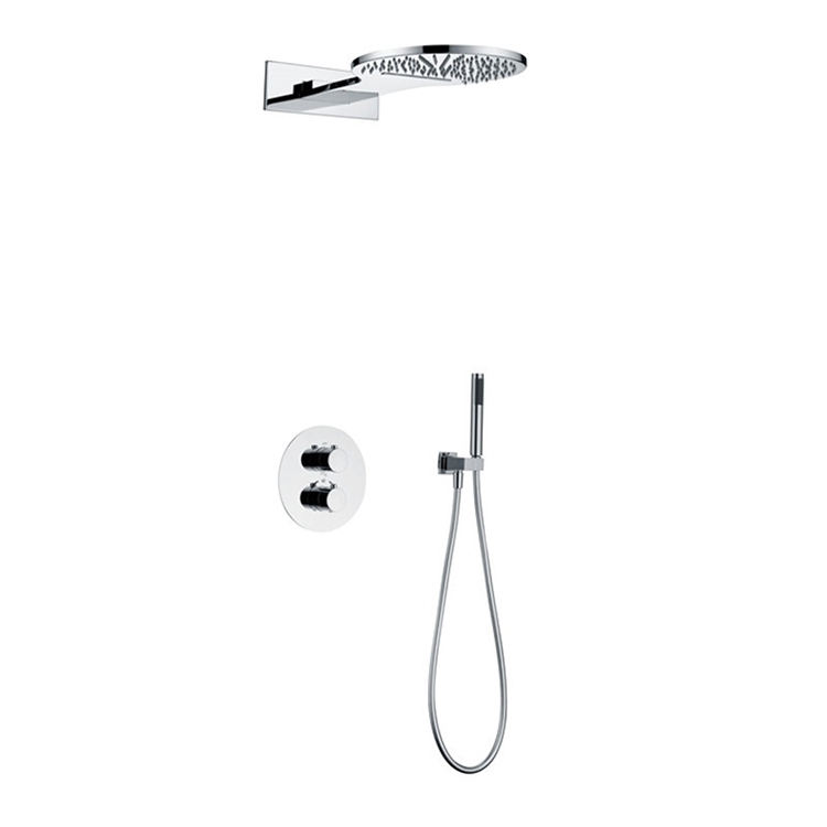 Matte Black In Wall Mounted Thermostatic Bathroom Concealed Handheld Shower Set