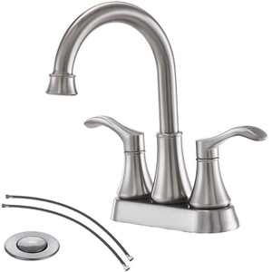 Bathroom Stainless Steel Double Handle 2 Holes Centerset Basin Sink Mixer Faucet