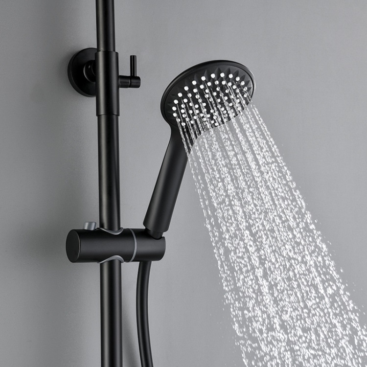 Brass Exposed Wall Mounted Bathroom Rain Shower Mixer Set