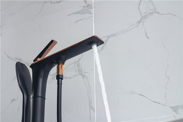 Black White Floor Mounted Free Standing Freestanding Bathtub Faucet