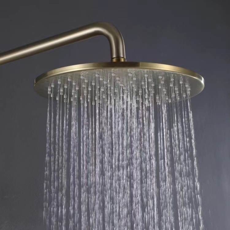 Brushed Gold Wall Mounted Exposed Hot and Cold Rain Fall Bath & Shower Faucets Shower System Sets