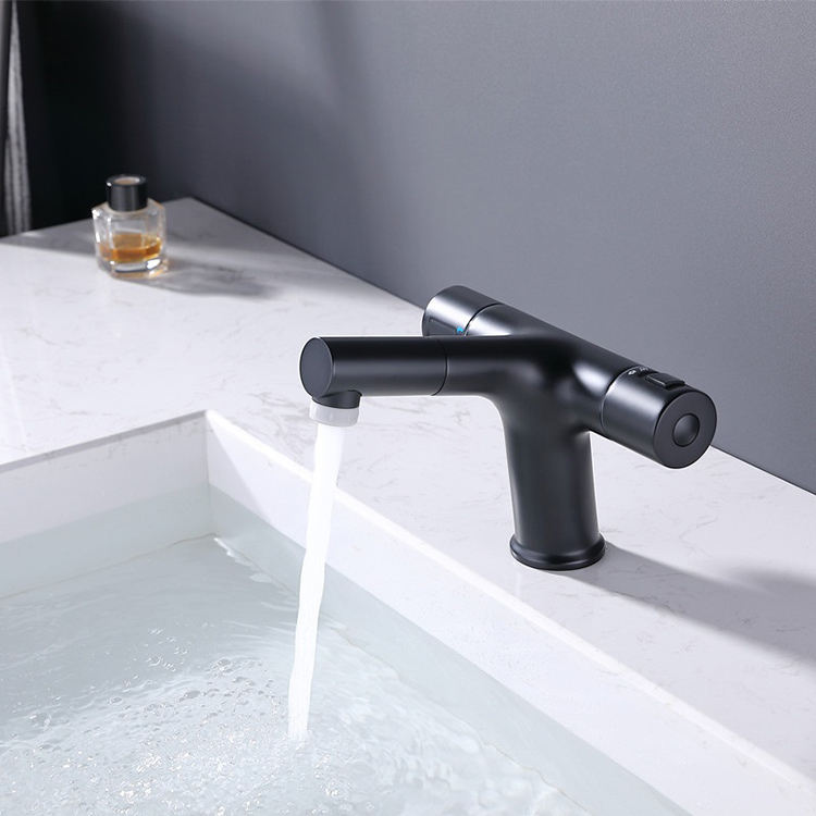 Deck Mounted Single Hole 2 Handle Bathroom Thermostatic Wash Basin Faucet Tap Mixer