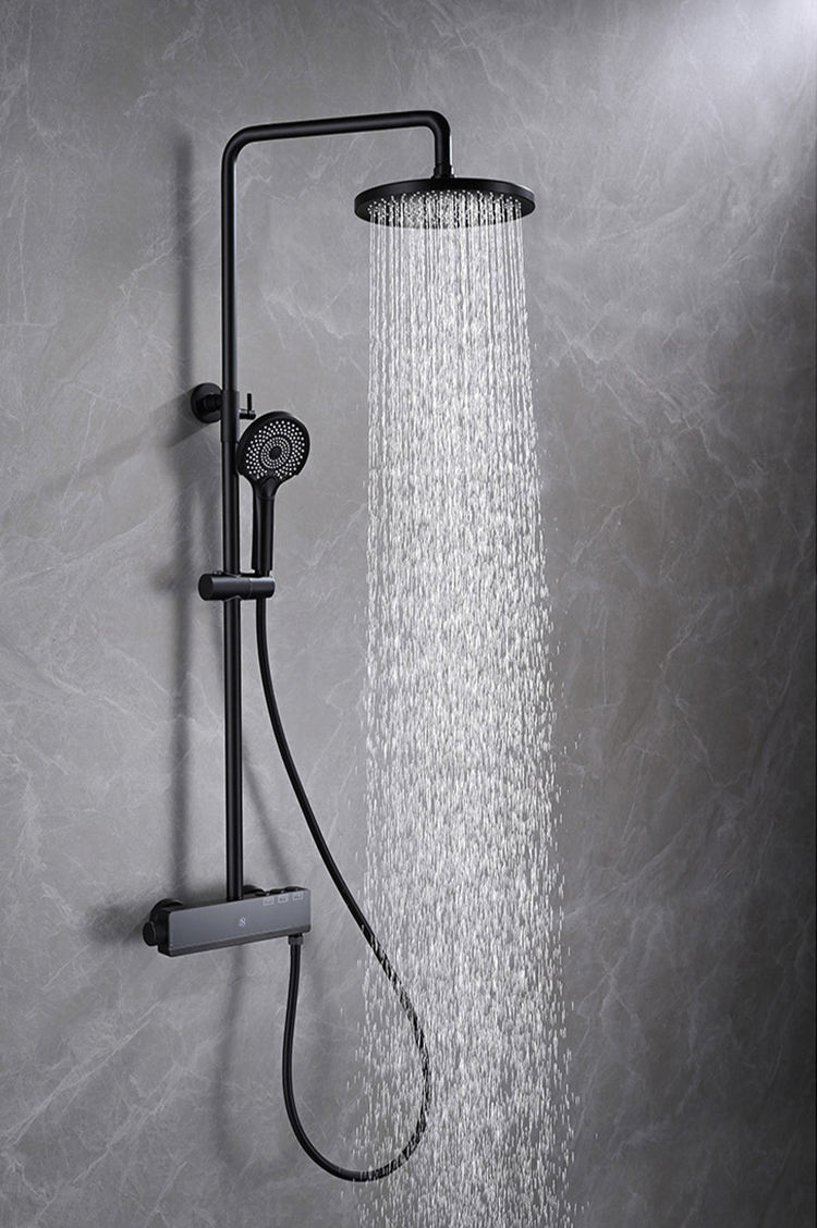 European Style White Black Copper Surface Finished Digital Bathroom Rainfall Shower Sets