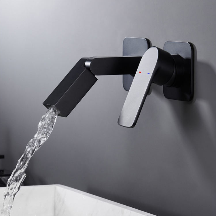 2 Holes Single Handle Concealed Wall Mounted Bathroom Sink Faucet Built-in Washbasin Faucet