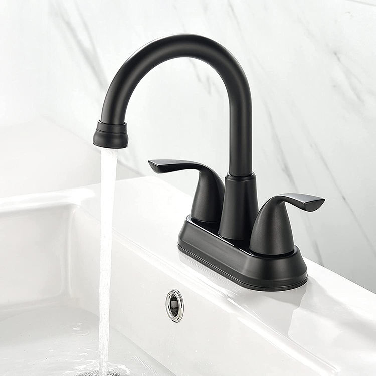 American Stainless Steel Black Double Handle 4" Centerset Bathroom Basin Sink Faucet Tap