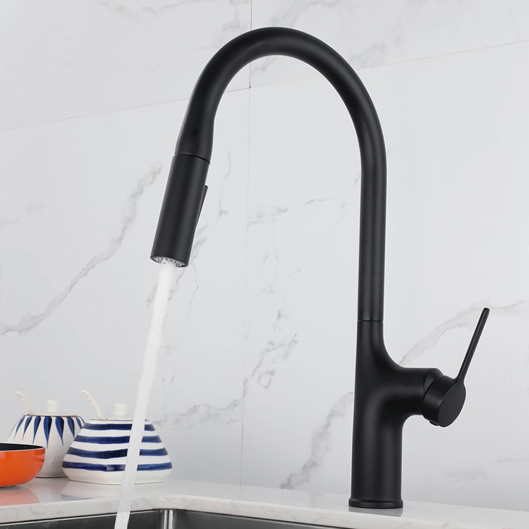 360 Degree Rotation Kitchen Sink Tap Single Handle Kitchen Pull Down Faucet with Sprayer