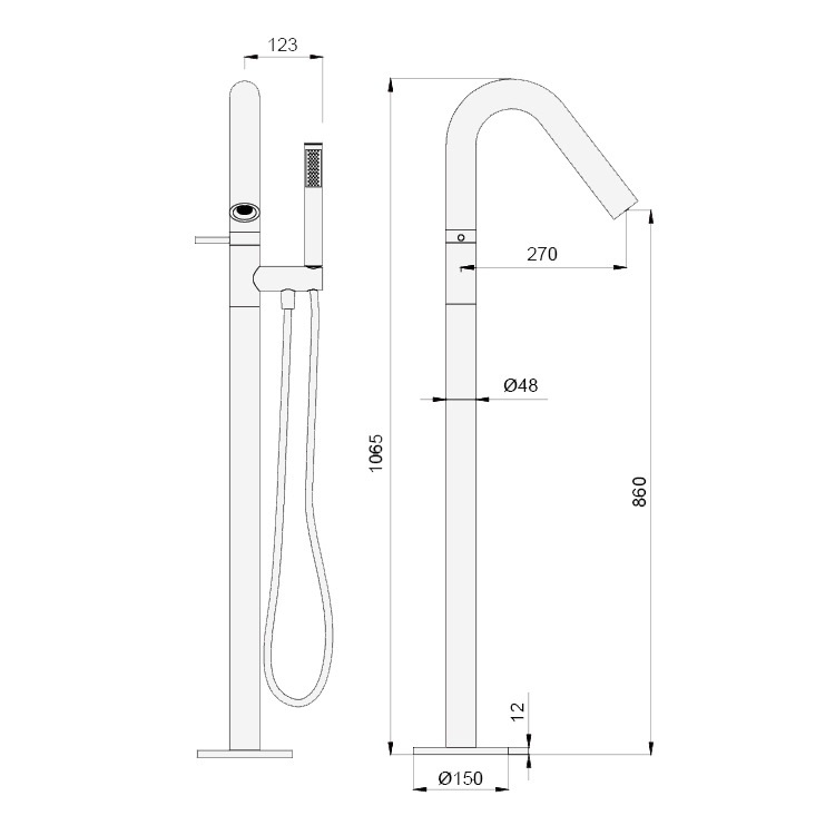 Floor Mounted Freestanding Bath Tub Bathtub Faucet